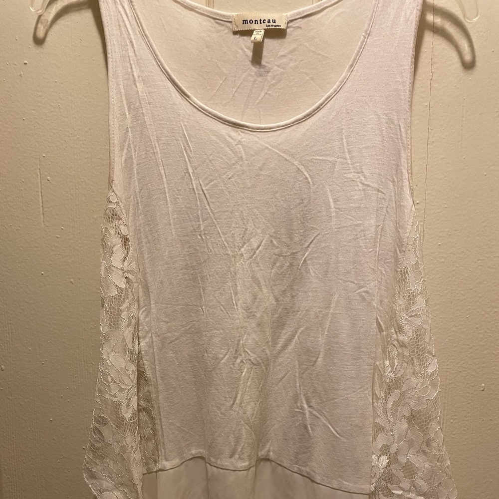 White shirt with lace on the sides